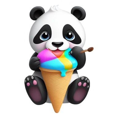 Panda eating ice cream sticker