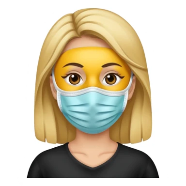 woman with face mask sticker