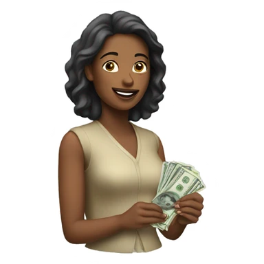 a woman with money sticker
