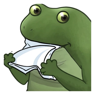 bufo frog sneezing, holding a tissue, looking unwell sticker