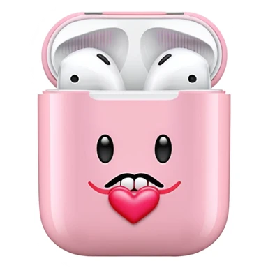 Light pink AirPods case with a kiss mark sticker