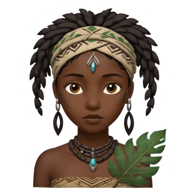 ancient black girl, tattered leaf cloth sticker