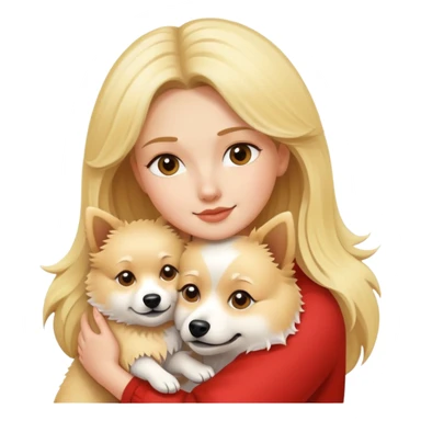 blonde hugs a spitz dog  sticker