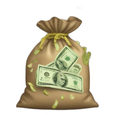  money spilling from a bag sticker