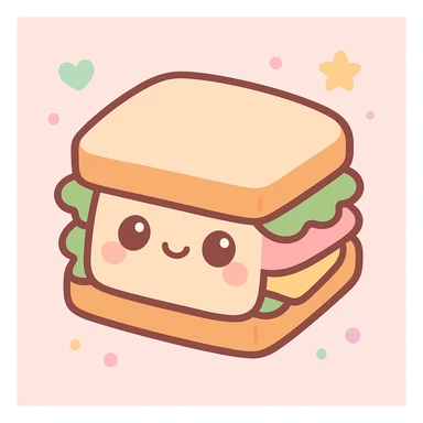 a classic sandwich, kawaii style sticker