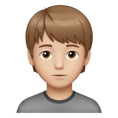 Crie um emoji de um menino com o cabelo castanho claro com uma franja e o corte low fade zumbi sticker