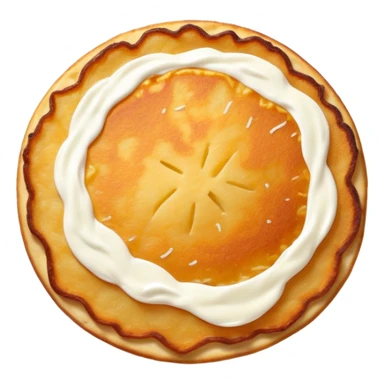 golden-brown potato pancake with crispy edges, rustic round shape, visible potato shreds, topped with sour cream, minimal and expressive sticker