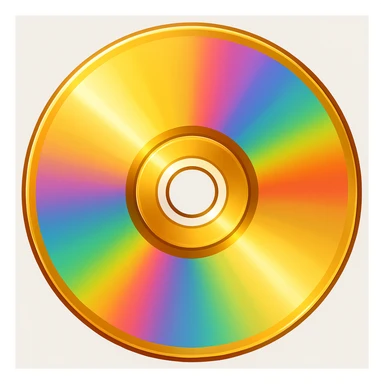 golden CD disk with a rainbow reflection, emoji style sticker