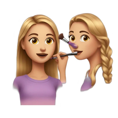 Girl doing makeup to another girl  sticker
