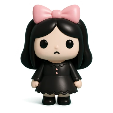 gothic girl with pink bow, gothic style, vinyl figure, lace and dark accents sticker