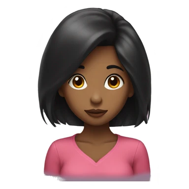 Black hair girl kiss face  sticker