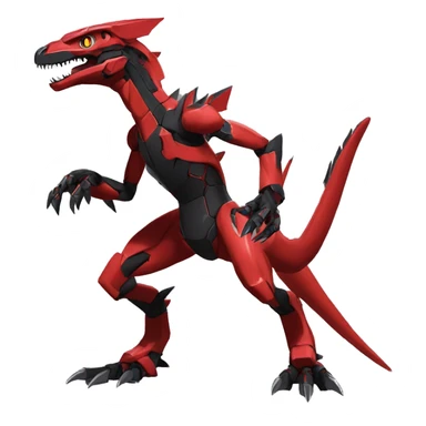  Cool Edgy Black Red Digimon-Fakemon-Guilmon-Velociraptor-Dragon-Mecha full body sticker