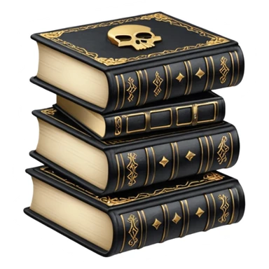 5 black gothic books on top sticker