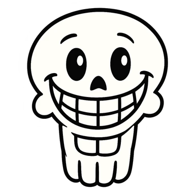 Add a lower jaw to complete the mouth and smile, keeping the skull happy and cheerful. Remove the background. sticker