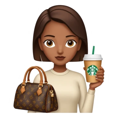 A girl with brown skin and a slick back hair and a luois vittion purse and Starbucks in hand sticker