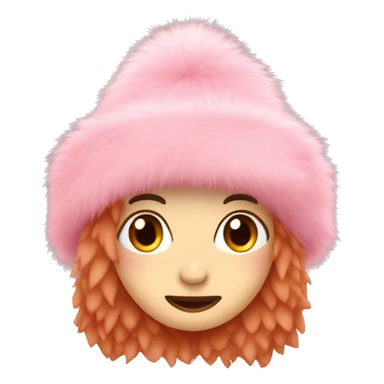 Cute pink fur hat for winter sticker