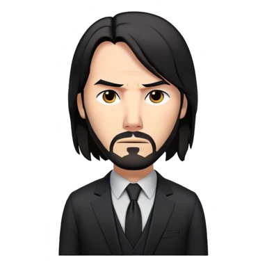 John Wick character with black suit, long dark hair, and serious expression sticker