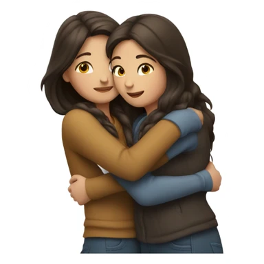 Girl hugs girl both brunette sticker