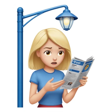 girl upset reading flyer on light pole sticker