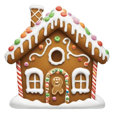 Cute gingerbread house with white icing sticker
