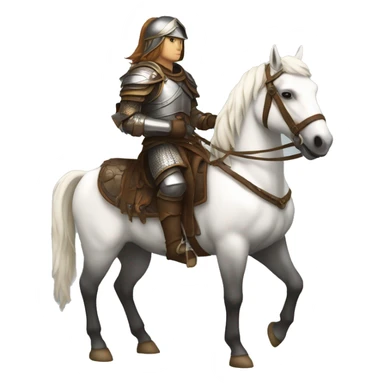 a white avar nomadic soldier on a horse from the side with leather armor on sticker