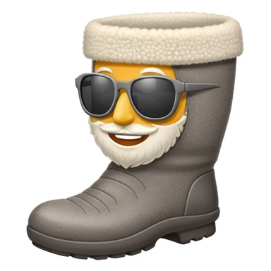 A cute traditional Russian felt boot (valenok) with a smiling face, wearing sunglasses and looking cool sticker