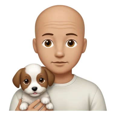 Bald guy, brunette and white puppy sticker