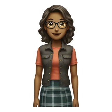 Female student with glasses and plaid skirt sticker