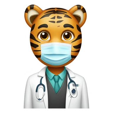 Tiger human doctor with face mask sticker