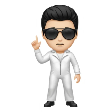 A boy with an Elvis Presley mask with sunglasses (with total black lenses)dressed as Elvis Presley (white dress) sticker