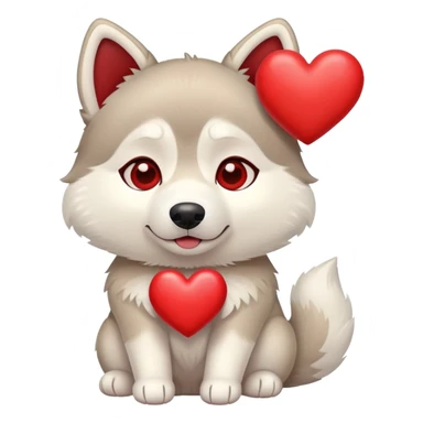 Beige husky holding a heart  sticker