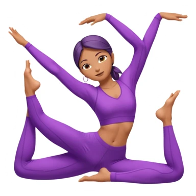 A flexible woman in purple outfit stretching sideways in triangle pose, minimalist background, soft lighting. sticker