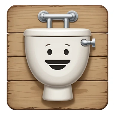 Wooden sign, toilet sticker