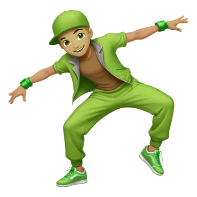 green breakdancer in dynamic pose sticker