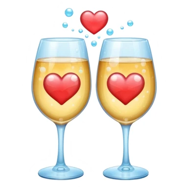 two glasses touching each other in a toast with a heart in the background sticker