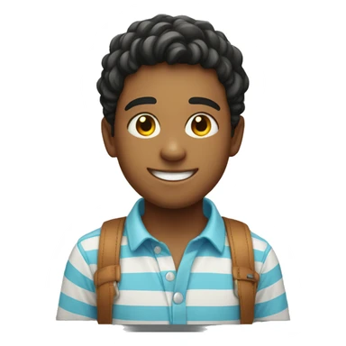 boy smiling with striping shirt sticker