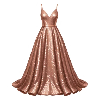 Realistic rose gold sequin gown isolated sticker