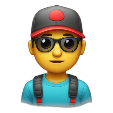 Niño con lentes y gorra roja  sticker