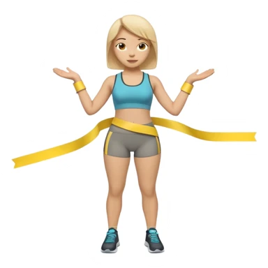 A 3D cartoon person measuring their waist with a yellow tape, casual fitness outfit, Memoji-style realism. sticker