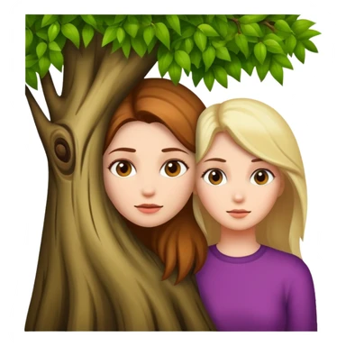 woman hiding behind tree sticker