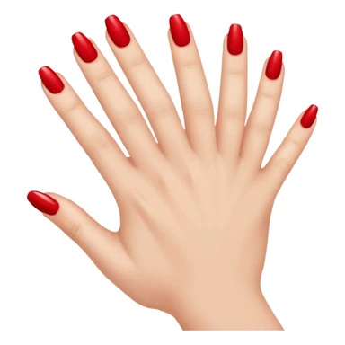 A woman's hand with red nail polish sticker
