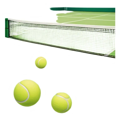 A tennis court with perfectly marked lines and a tennis ball resting near the baseline. The scene highlights the open space of the court, with a net dividing the two sides, capturing the focus and athleticism of the sport. sticker