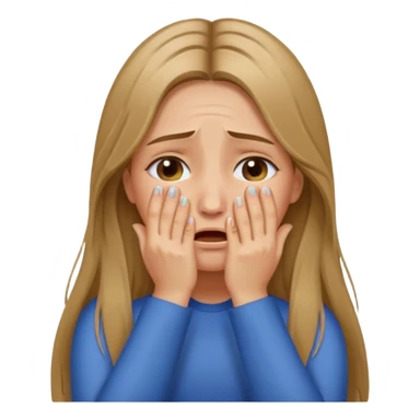 long Bronde hair girl crying with hands covering face sticker