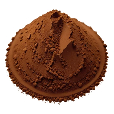 loose mound of finely ground dark brown chicory powder with soft matte texture, slightly uneven edges, gently rippled surface, light earthy grind, no scoop or jar, emoji scale, soft lighting, subtle shadows sticker