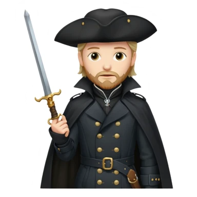 Athos, musketeer in black trench coat sticker