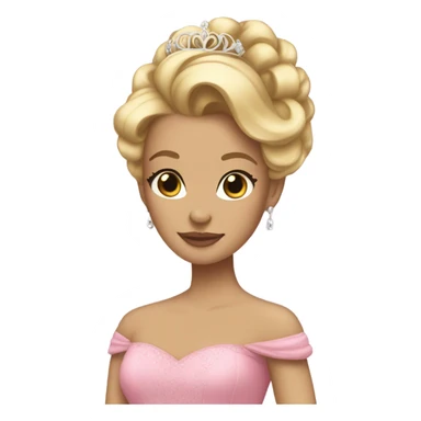 Princess with pink ballgown and light skin and big blonde hair updo pretty detailed realistic  sticker