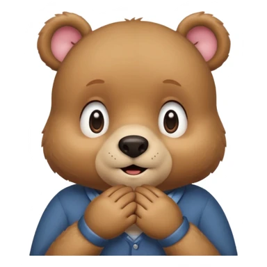 Full Beary is blushing deeply, looking away, fingers touching, bashful smile, soft pastel background sticker