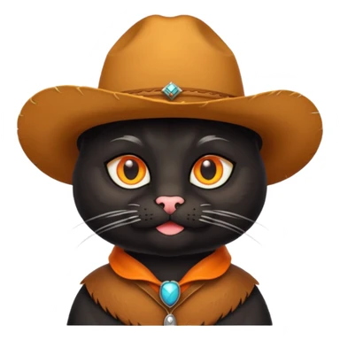 combine the cowboy empjis with a bclack cat emoji and make it have a moustache sticker