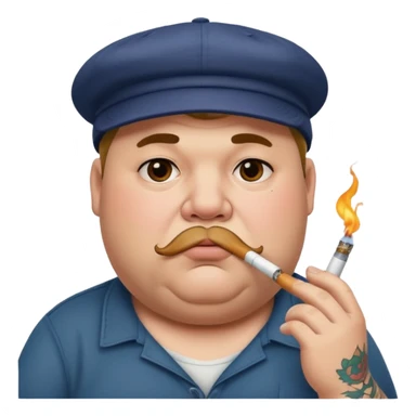 a fat dad with a cap and tattoos, with a cigarette in his mouth sticker