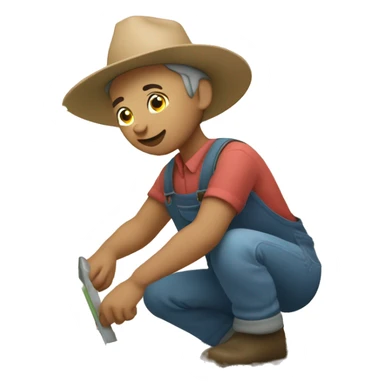 Farmer planting baby clouds sticker